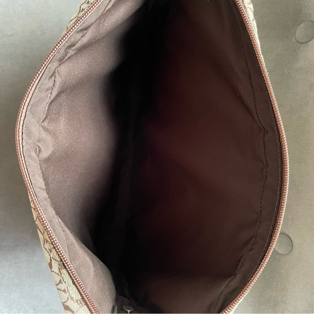 Coach Signature Jacquard Tan and Brown Computer Zip Sleeve Bag Clutch - Picture 6 of 6